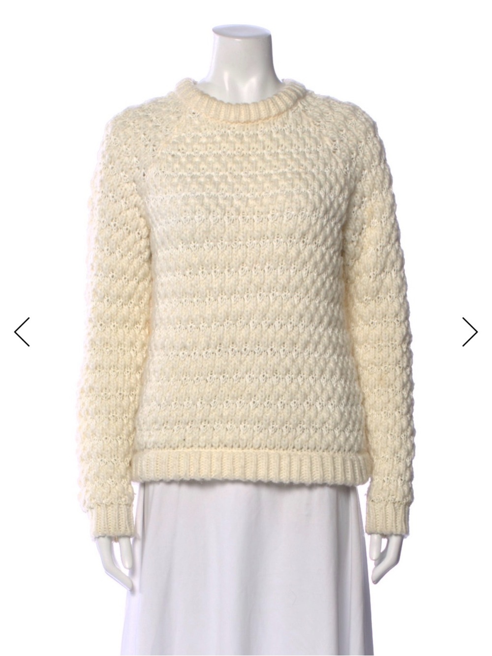 Tibi Cream Textured Cable Crewneck Sweater
